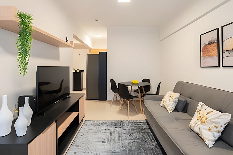 Apartamento a 450m Vila Germânica c/Ar condicionado Wi-Fi