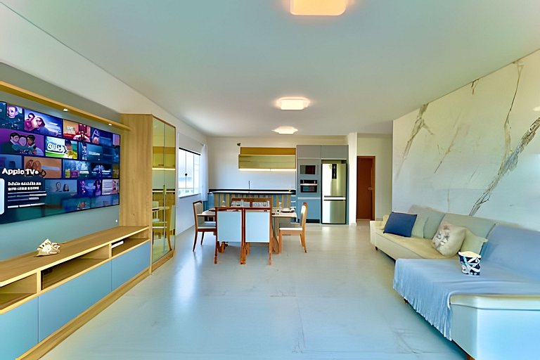 Apto Completo c/ Churrasqueira a 90 m da Praia