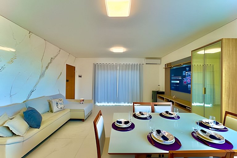 Apto Completo c/ Churrasqueira a 90 m da Praia