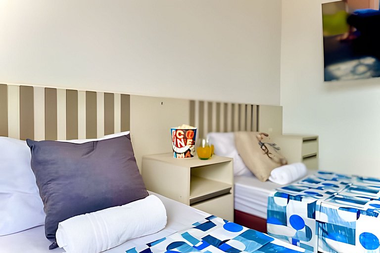 Apto Completo c/ Churrasqueira a 90 m da Praia