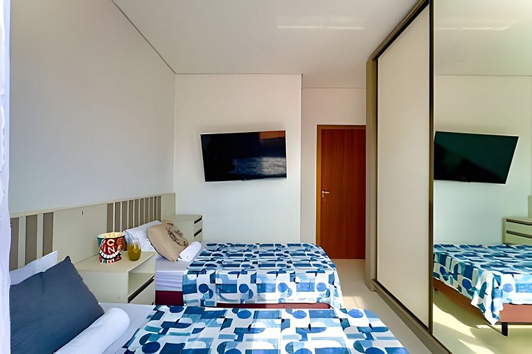 Apto Completo c/ Churrasqueira a 90 m da Praia