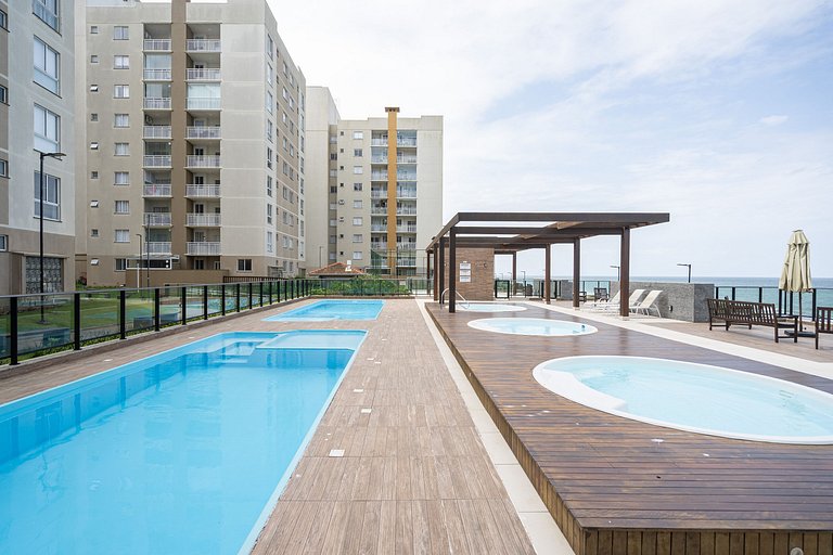 Barra Velha | Pé na areia Apto completo Vista mar