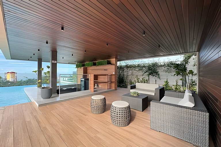 Frente Mar • Home Club Pé na Areia • Piscina