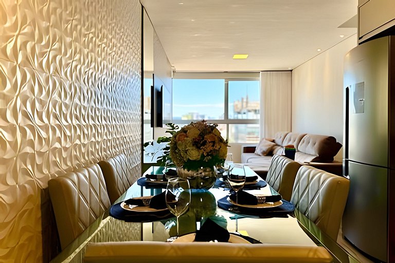 Apto a 180m da Praia c/ Churrasq. Piscina e Wi-Fi