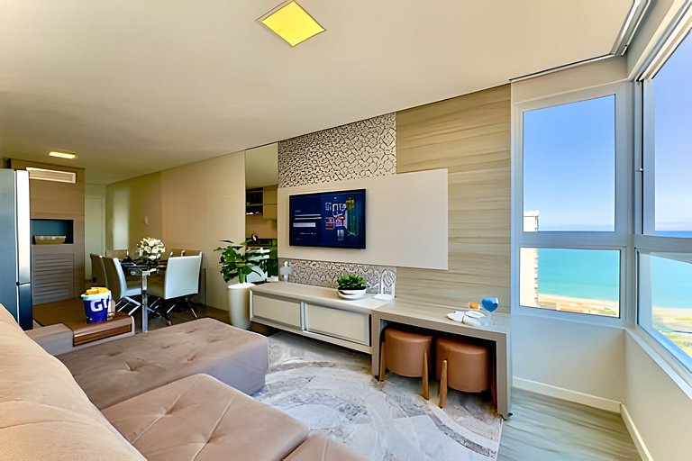 Apto a 180m da Praia c/ Churrasq. Piscina e Wi-Fi