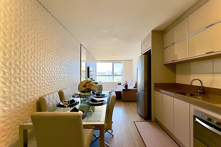 Apto a 180m da Praia c/ Churrasq. Piscina e Wi-Fi