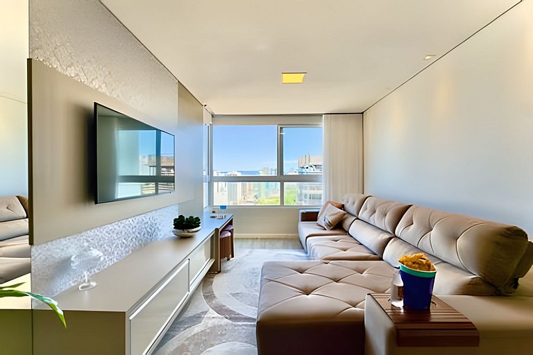 Apto a 180m da Praia c/ Churrasq. Piscina e Wi-Fi