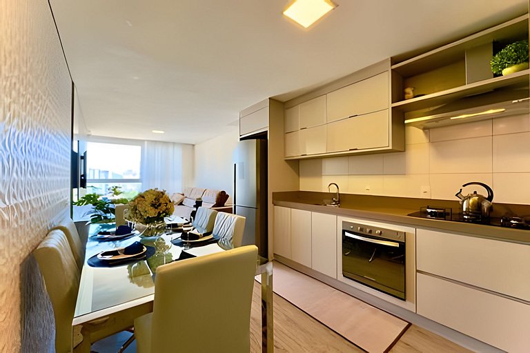 Apto a 180m da Praia c/ Churrasq. Piscina e Wi-Fi