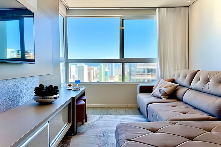 Apto a 180m da Praia c/ Churrasq. Piscina e Wi-Fi