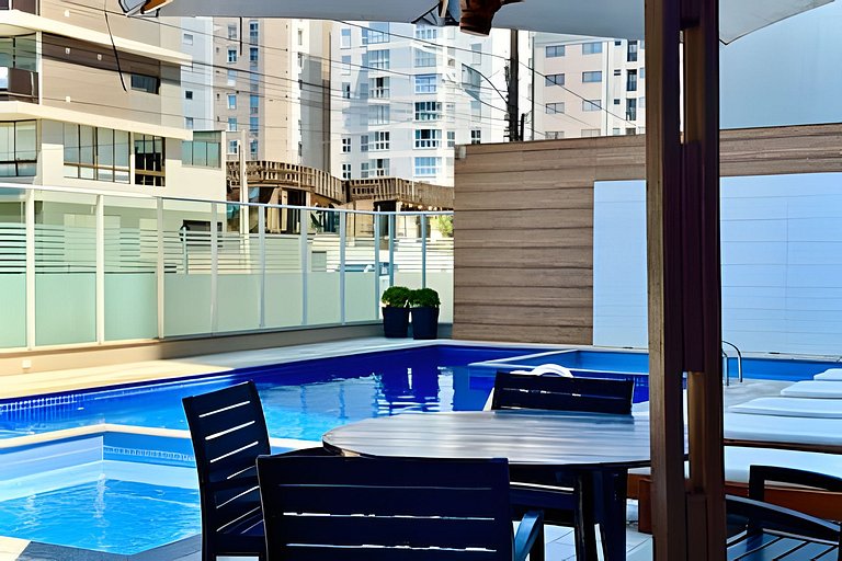 Apto a 180m da Praia c/ Churrasq. Piscina e Wi-Fi