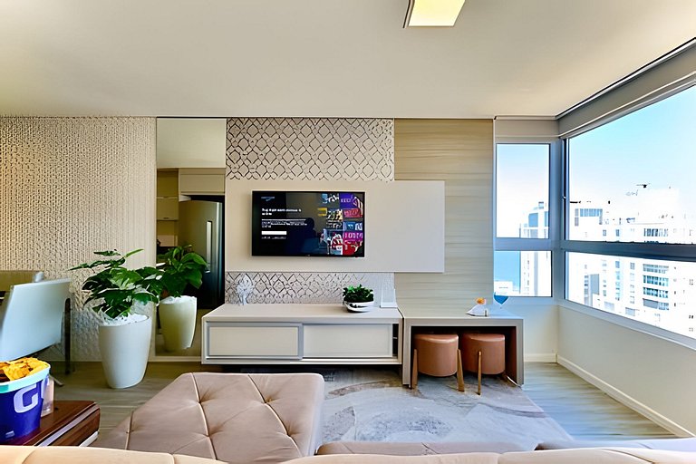 Apto a 180m da Praia c/ Churrasq. Piscina e Wi-Fi