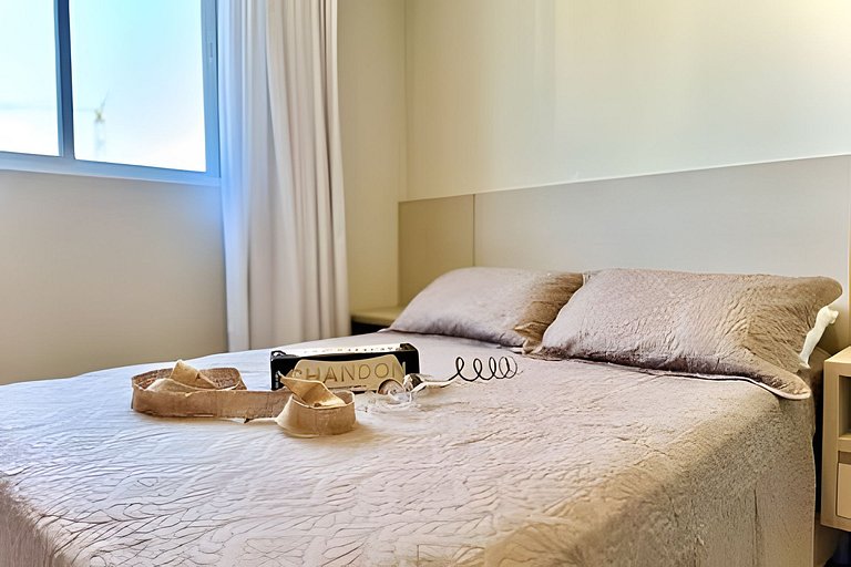 Apto a 180m da Praia c/ Churrasq. Piscina e Wi-Fi