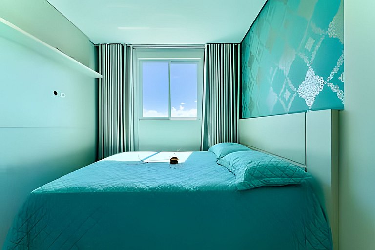 Apto a 180m da Praia c/ Churrasq. Piscina e Wi-Fi