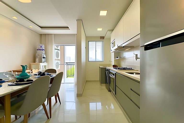 Apto a 150m da PRAIA Churrasq. c/ Piscina Ar Wi-Fi