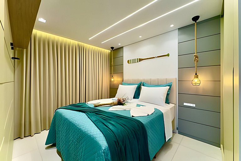 A 500m da Praia | Apto com Ar, Piscina e Churrasq.