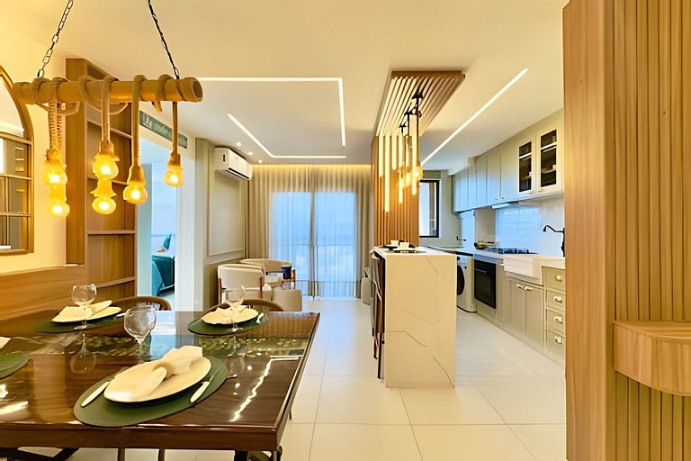 A 500m da Praia | Apto com Ar, Piscina e Churrasq.
