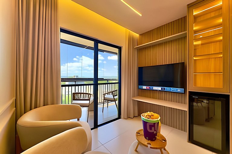 A 500m da Praia | Apto com Ar, Piscina e Churrasq.