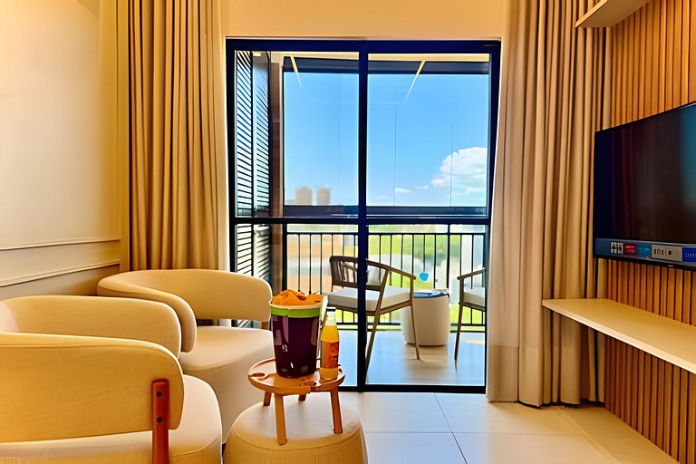 A 500m da Praia | Apto com Ar, Piscina e Churrasq.