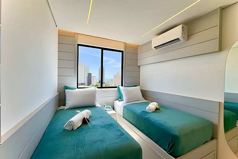 A 500m da Praia | Apto com Ar, Piscina e Churrasq.