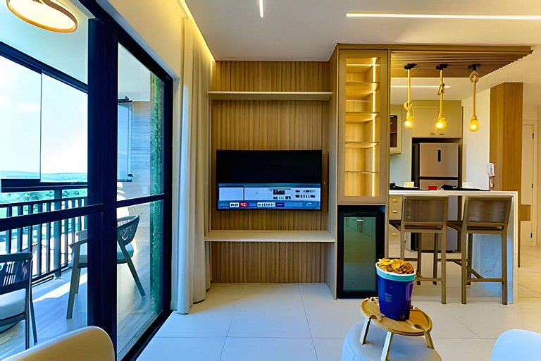 A 500m da Praia | Apto com Ar, Piscina e Churrasq.