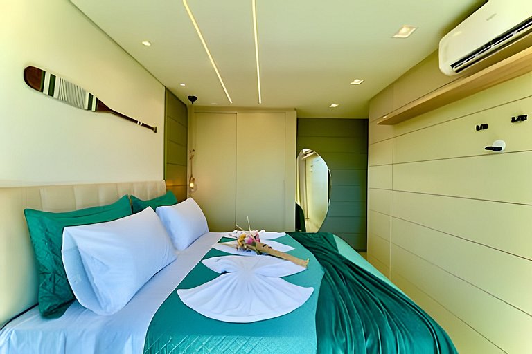 A 500m da Praia | Apto com Ar, Piscina e Churrasq.