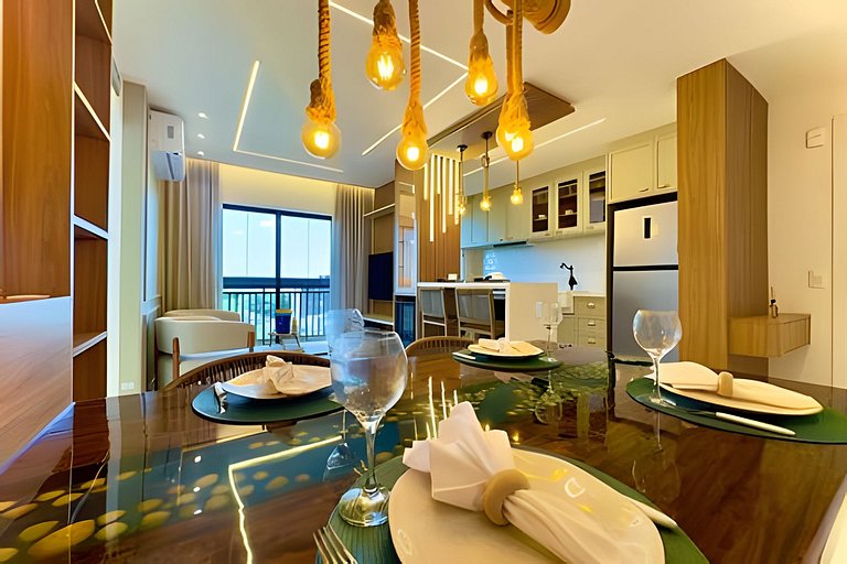 A 500m da Praia | Apto com Ar, Piscina e Churrasq.