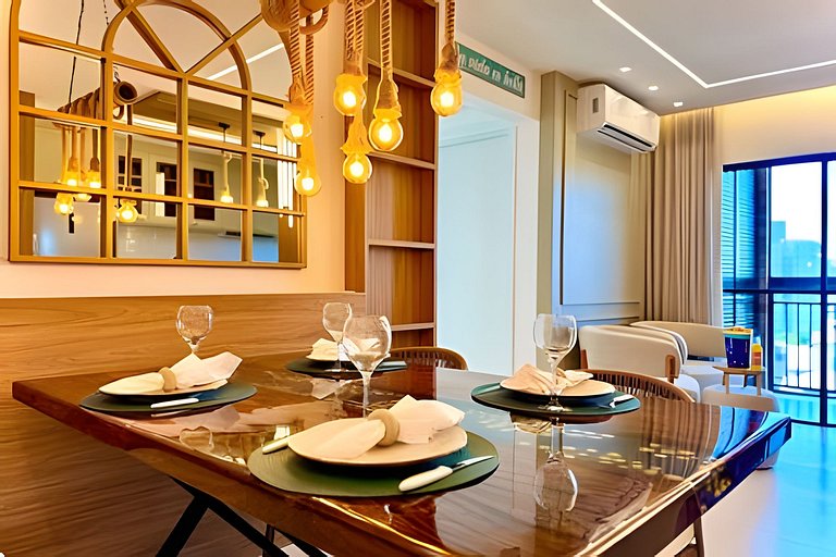 A 500m da Praia | Apto com Ar, Piscina e Churrasq.