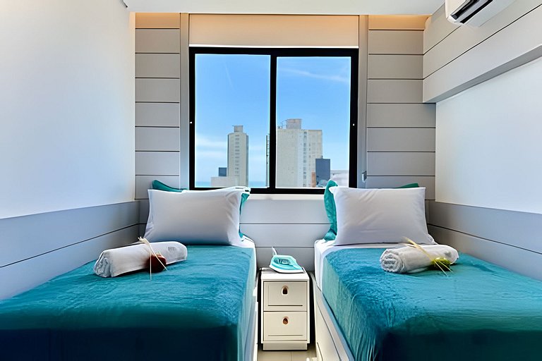 A 500m da Praia | Apto com Ar, Piscina e Churrasq.