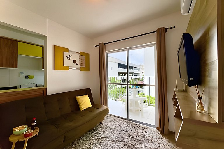 Apto a 340m da PRAIA c/Piscina Churrasq. Wi-Fi