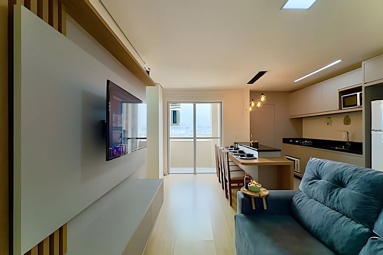 A 750m da Praia | Apto com Ar, Piscina e Churrasq.