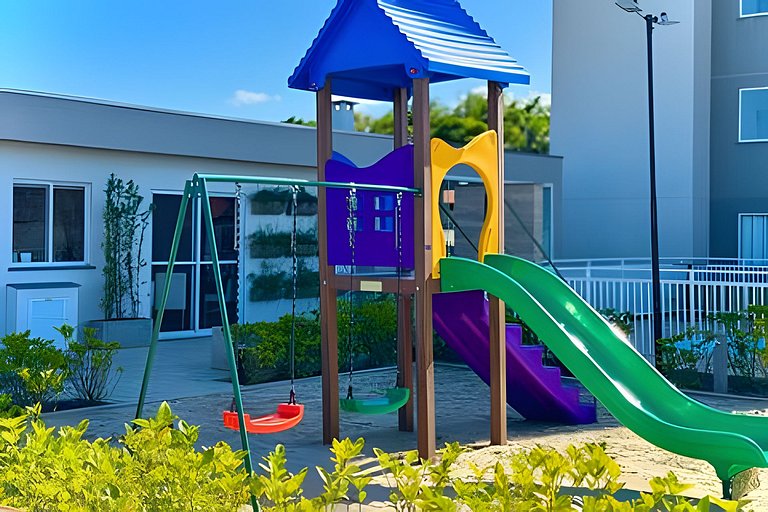 A 750m da Praia | Apto com Ar, Piscina e Churrasq.