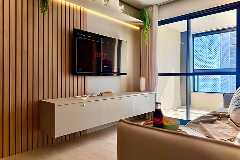 A 150m da PRAIA climatizado, Churrasq. e Wi-fi