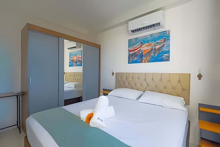 Apto a 150m da PRAIA Churrasq. c/ Piscina Ar Wi-Fi