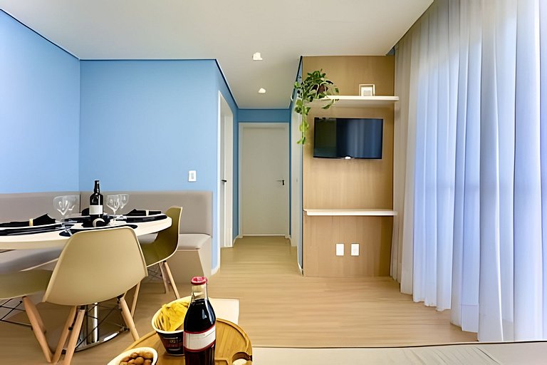 Apto c/Ar Condicionado Piscina Churrasqueira