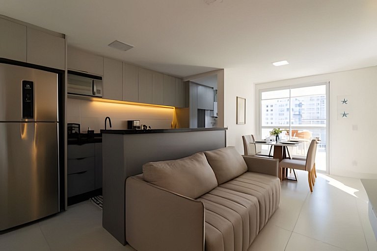 Apto com Sacada Gourmet e Vista Mar