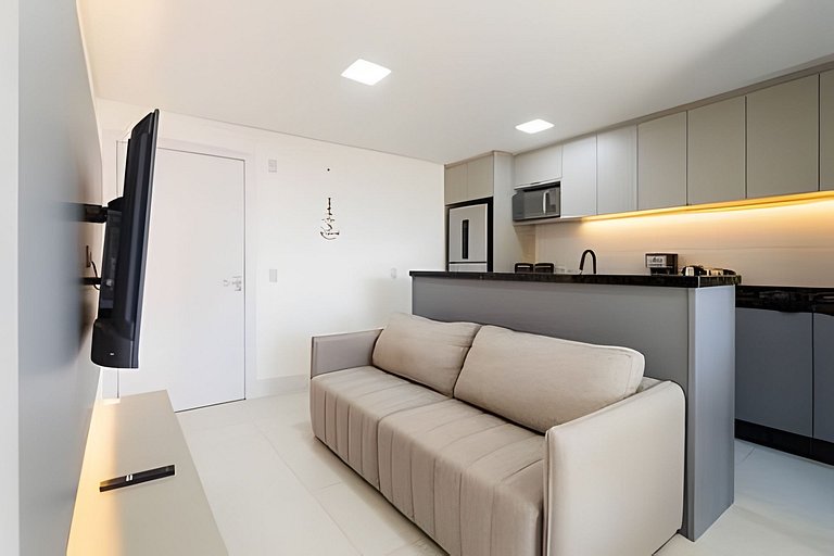 Apto com Sacada Gourmet e Vista Mar