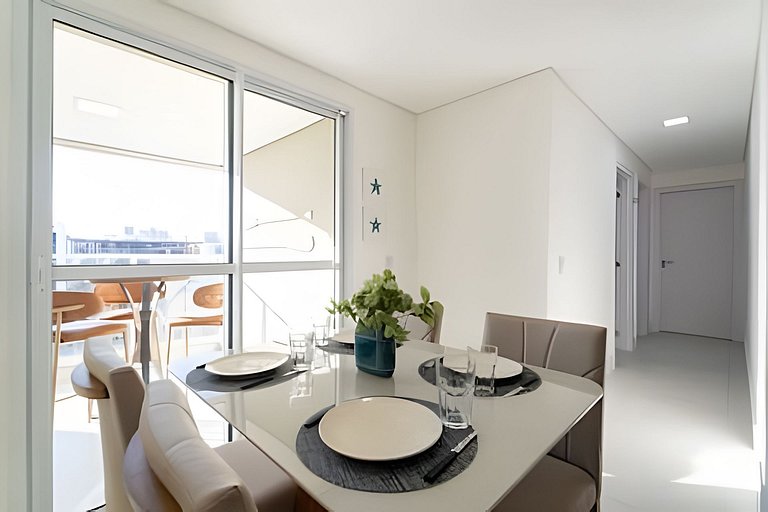 Apto com Sacada Gourmet e Vista Mar