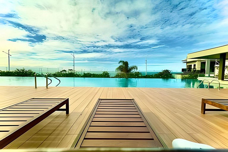 Apto com Sacada Gourmet e Vista Mar